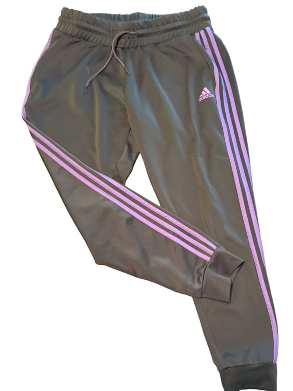Adidas Grey Purple Track Pants Athletic Joggers Sporty